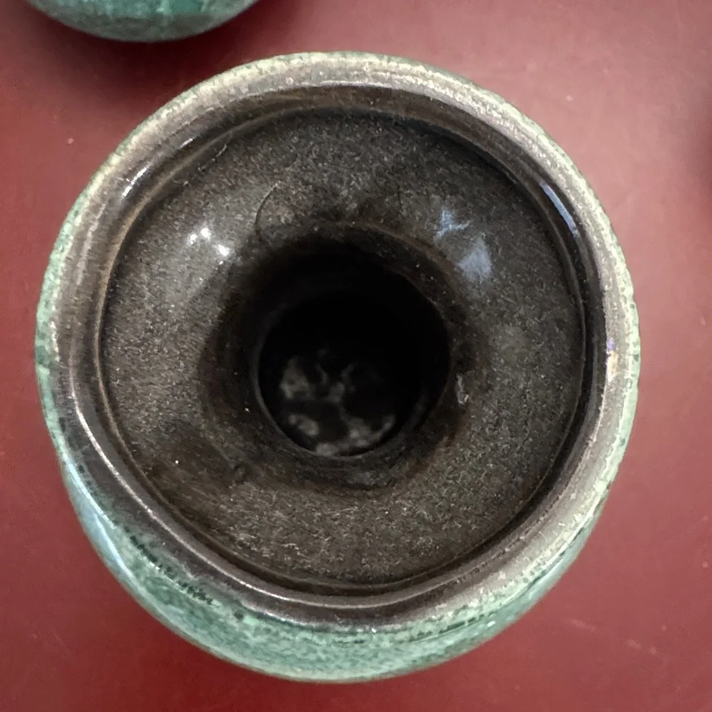 Vintage VEB Haldensleben Vases Qualitats Keramik Germany Carstens Green Set Of 3